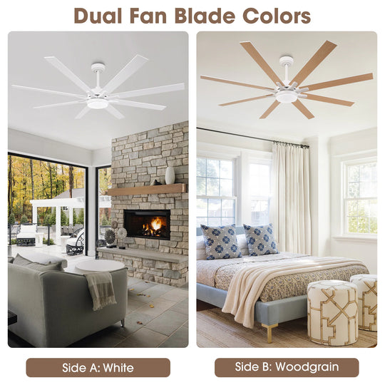65-Inch Modern Reversible Dimmable Large Ceiling Fan with Light and Remote