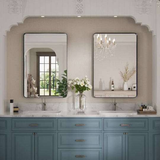 Modern Rounded Rectangle Metal Frame Wall Mirror