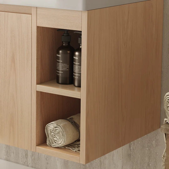 Modern 35.8" Wall-Mounted Single Bathroom Vanity with Ceramic Top
