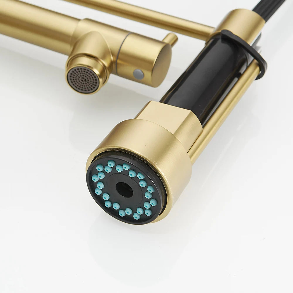 Brushed Gold Kitchen Faucet with Pull-Down Sprayer - Spout Height : 3.62"Spout Reach : 9.25"