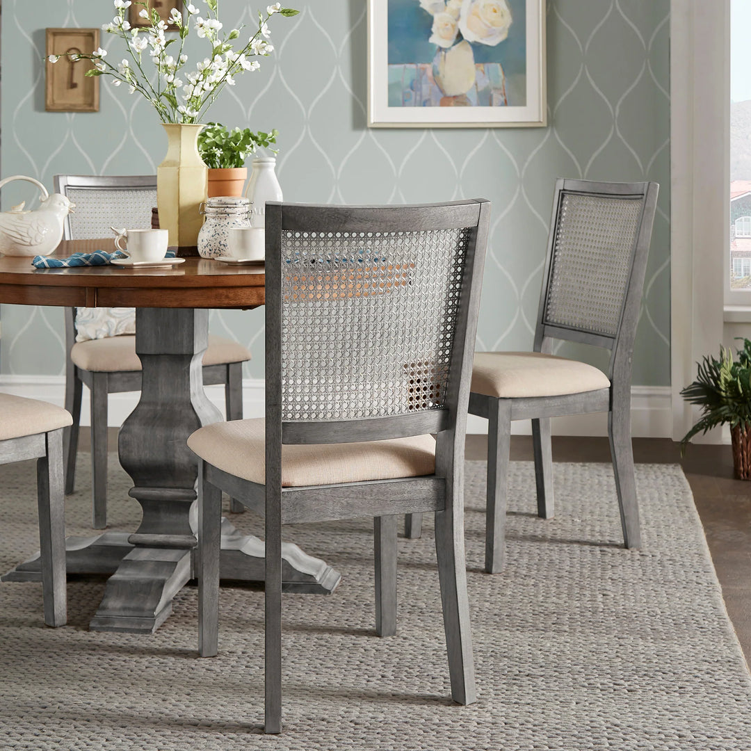 Eleanor Beige Linen Rattan Dining Chairs (Set of 2) by  Classic