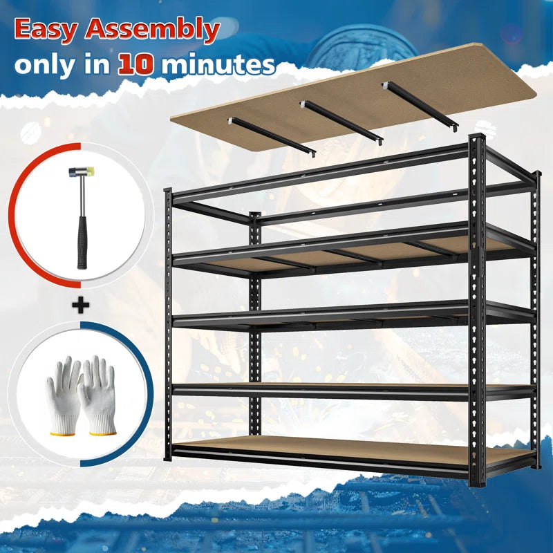 Extra Wide Heavy Duty Storage Shelves - Adjustable Garage Shelving Unit, Large Capacity, Tool-Free Assembly
