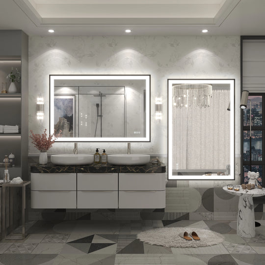 Extra Large Black Frame LED Bathroom Vanity Mirror with 3 Years Warranty and UL Certified