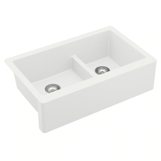 Farmhouse/Apron-Front Quartz Double Bowl Kitchen Sink