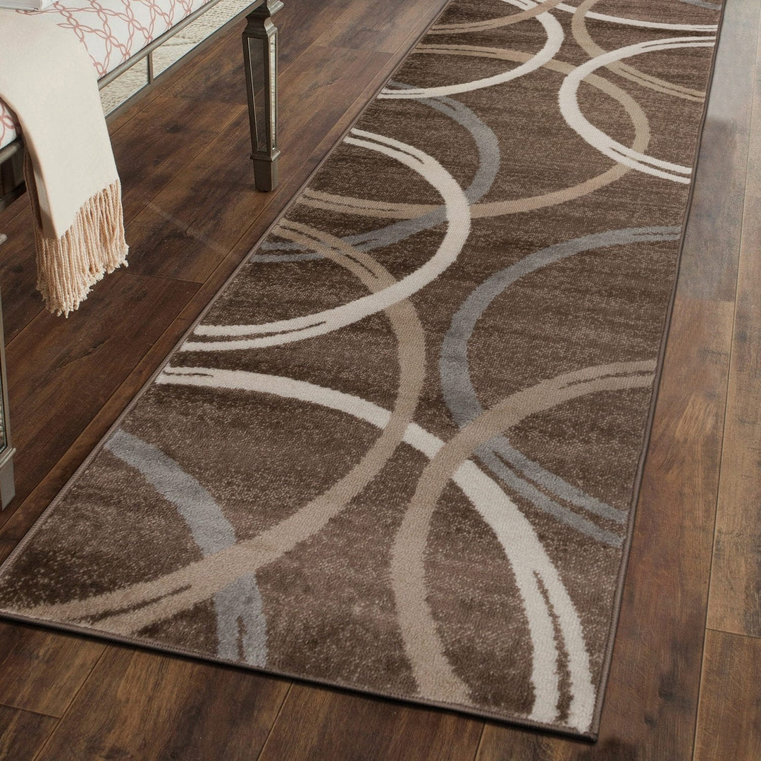 Contemporary Abstract Circles Design Area Rug