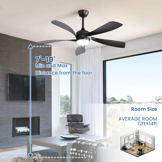 Sofucor 45/52 Inch Ceiling Fan with Remote & Lights Quiet DC Motor 5 Blade High CFM Modern Fan
