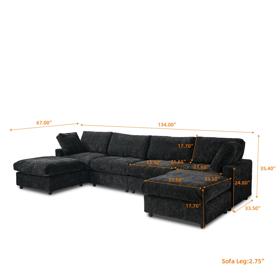 Modern Cloud Sectional Couches for Living Room Set, Chenille U-Shaped Sofa Couch