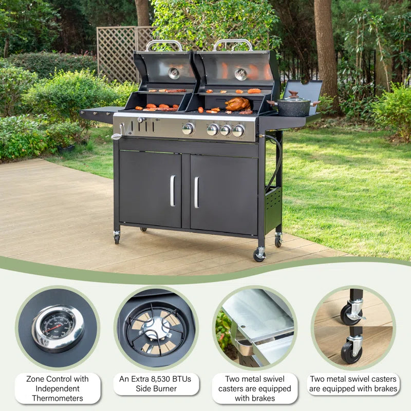 Synae  3 - Burner 2-In-1 Charcoal and Gas Grill