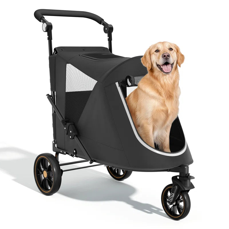 Foldable Pet Stroller for Small & Medium Dogs and Cats 3-Wheel Dog Stroller with 9 Angles Adjustable Handlebar