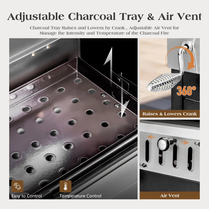 Synae  3 - Burner 2-In-1 Charcoal and Gas Grill