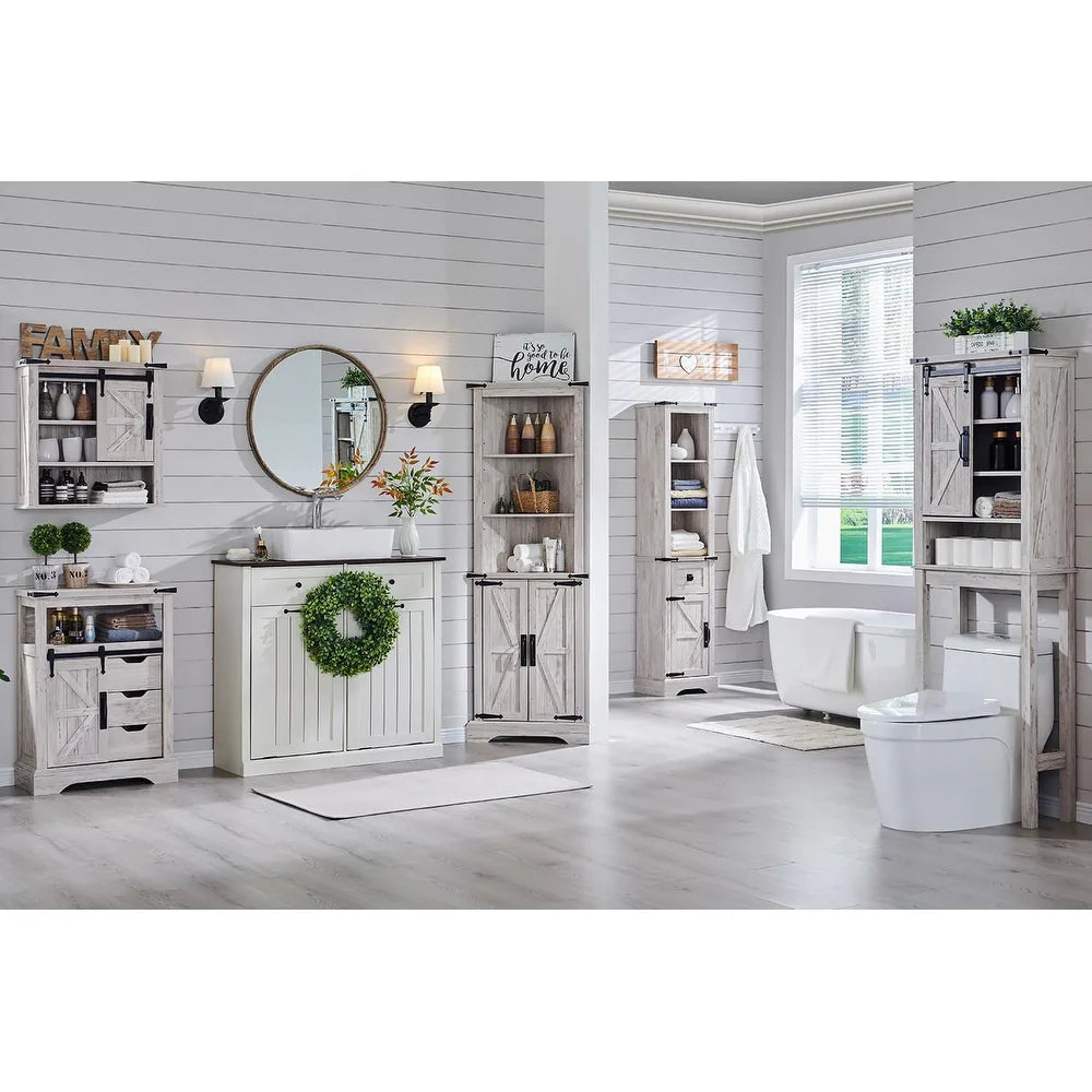 Farmhouse Slim Bathroom Storage Cabinet, 68" Tall Storage Cabinet