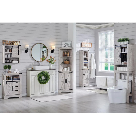 Farmhouse Slim Bathroom Storage Cabinet, 68" Tall Storage Cabinet