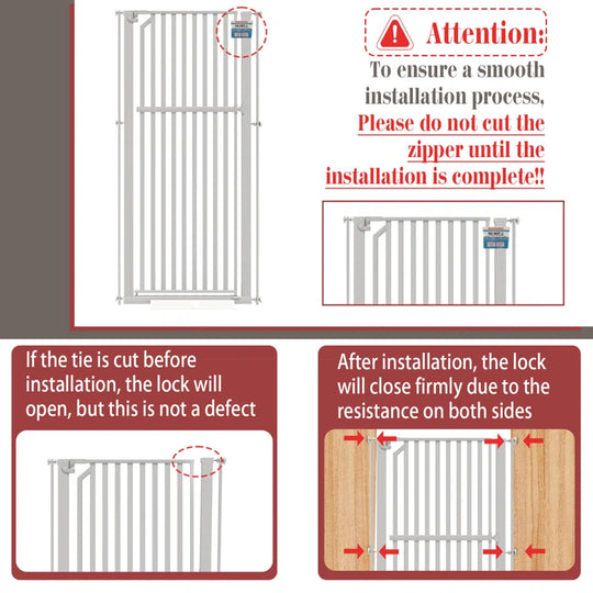 63" Extra Tall Pet Gate, Width Adjustable Pressure Mounted Cat Gate Auto-Close Dog Gate