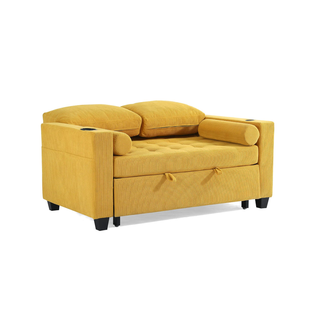 3-In-1 Pull-Out Sleeper Sofa Bed Convertible Adjustable Multi-Functional Loveseat with USB Port