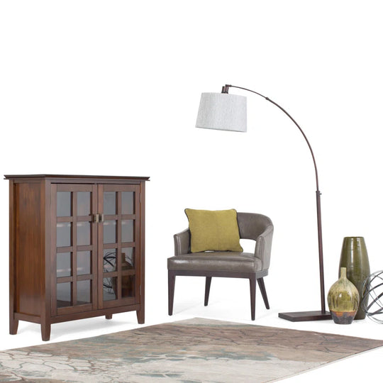 Artisan 38"W Solid Wood Transitional Medium Storage Cabinet with Glass Doors and Adjustable Shelves