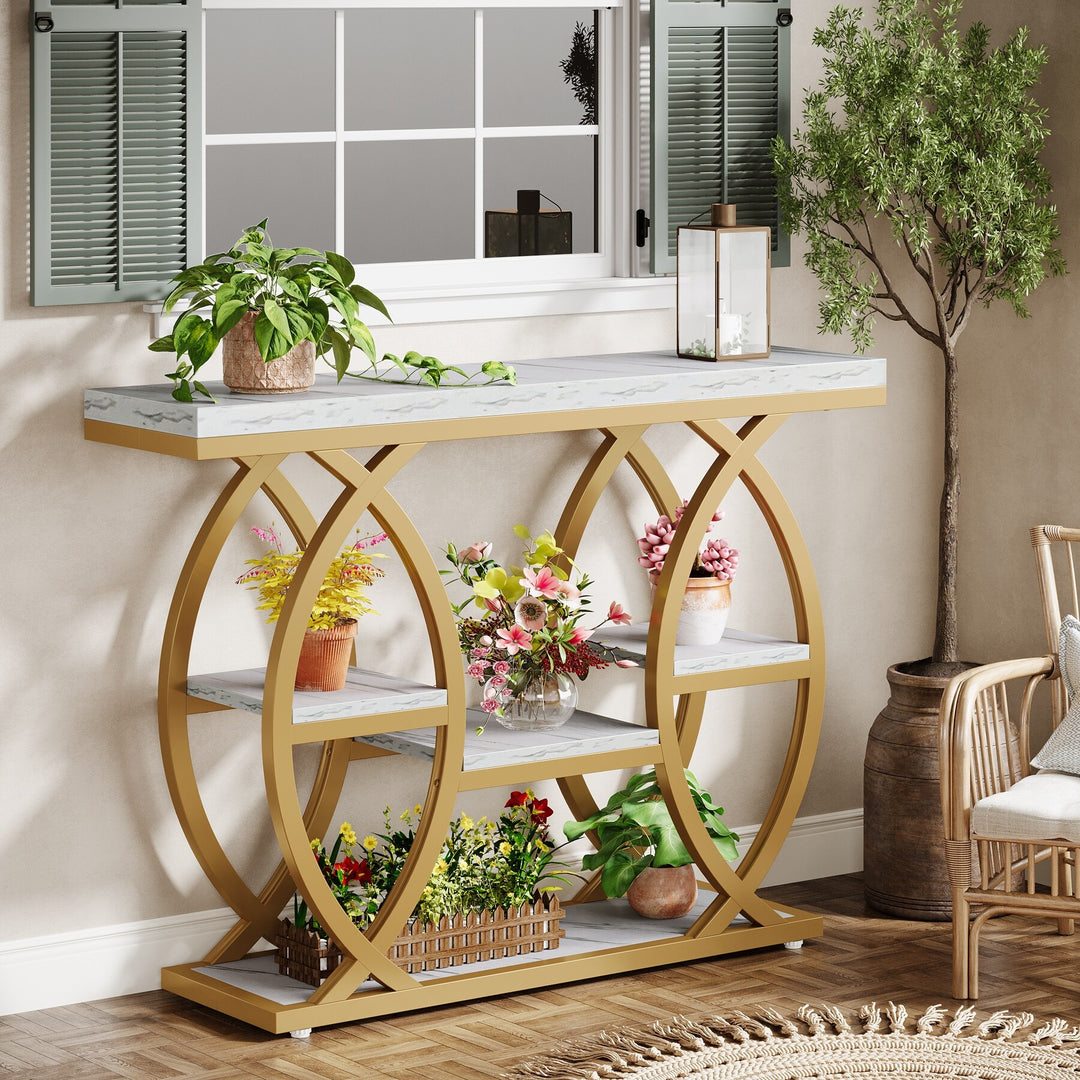 39.4" Console Table, 4-Tier Sofa Table Entryway Table for Small Spaces