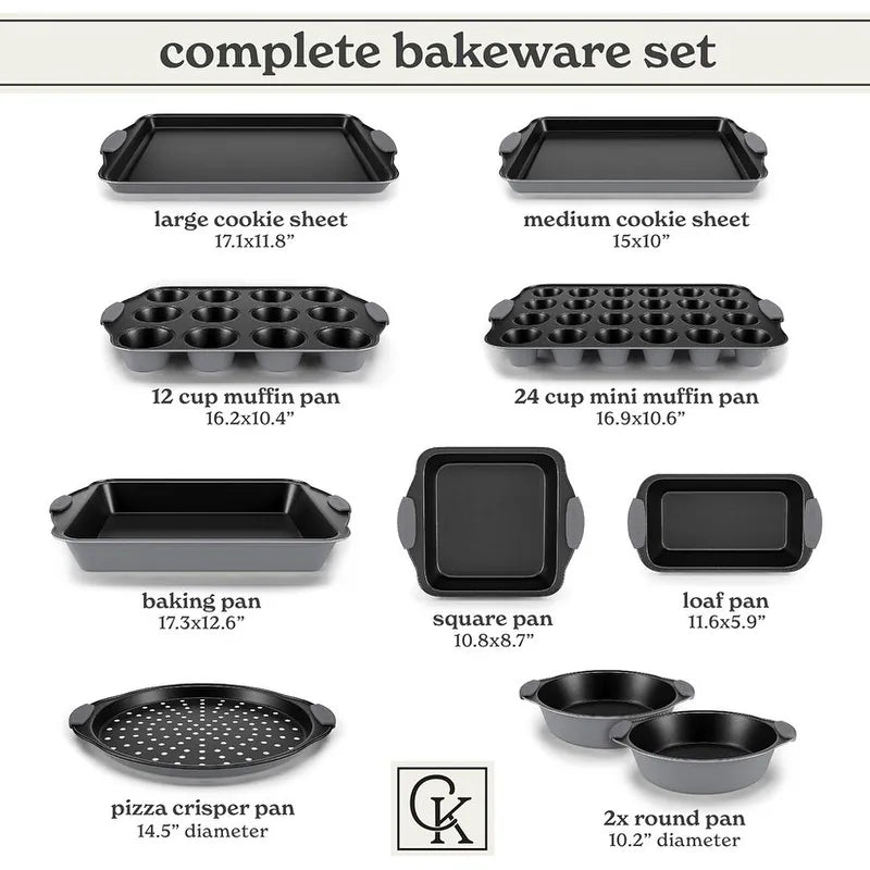 Nonstick Stackable Bakeware Set - Heavy Duty, Durable, Easy Release Baking Set, 10 Pcs