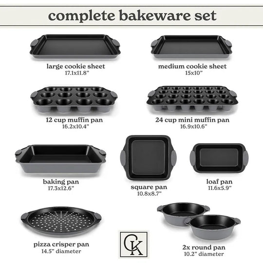 Nonstick Stackable Bakeware Set - Heavy Duty, Durable, Easy Release Baking Set, 10 Pcs