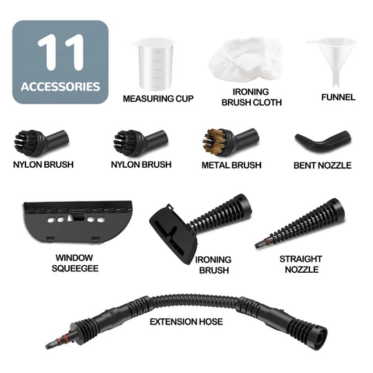 Handheld Steam Cleaner, Portable Steamer with Large Capacity,11-Piece Accessory Set for Floor, Car, Carpet, Upholstery, Couch, Tile, Windows Cleaning