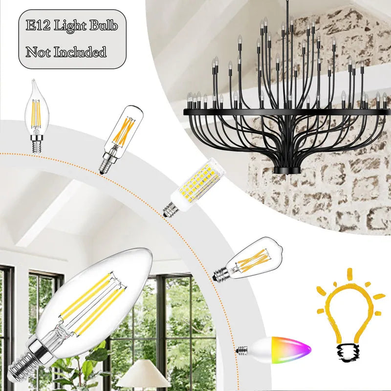 Modern Farmhouse Candle Chandelier Black Large Wagon Wheel Chandeliers