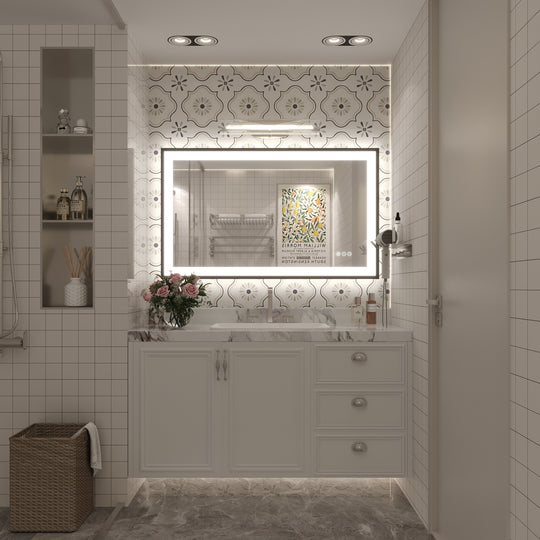 Extra Large Black Frame LED Bathroom Vanity Mirror with 3 Years Warranty and UL Certified
