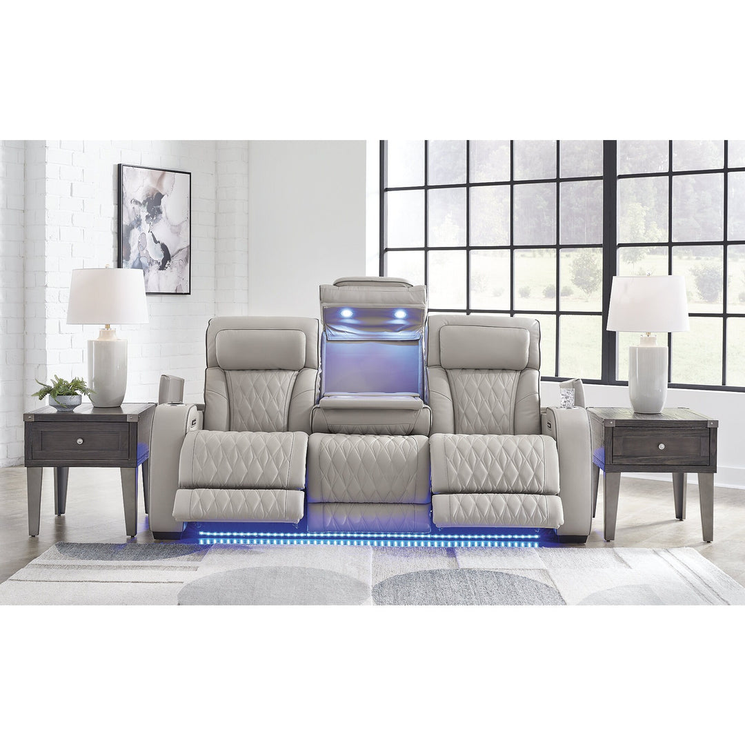 Boyington Gray Power Reclining Sofa - 86" W X 38.5" D X 44.5" H