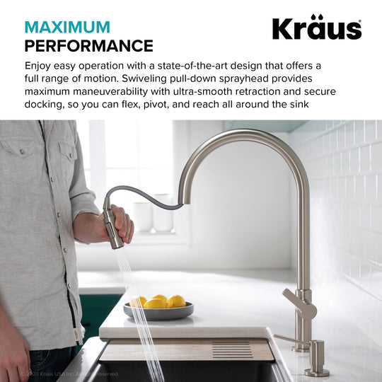 2-Function 1-Handle 1-Hole Pulldown Sprayer Brass Kitchen Faucet