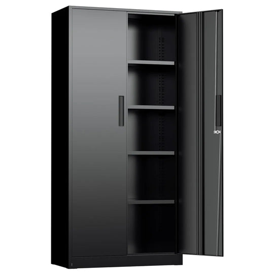 63''-72'' H Large-Capacity Lockable Closet Garage Storage Work Cabinet with Locking Doors and Adjustable Shelves