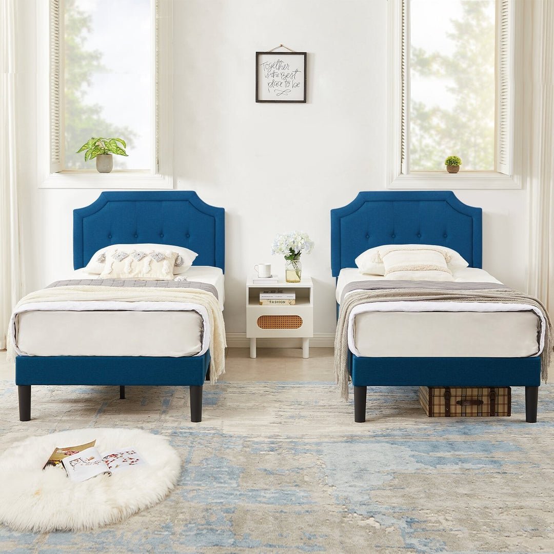 Javlergo Modern Upholstered Bed Frame with Height Adjustable Headboard Heavy-Duty Frame No Box Spring Needed
