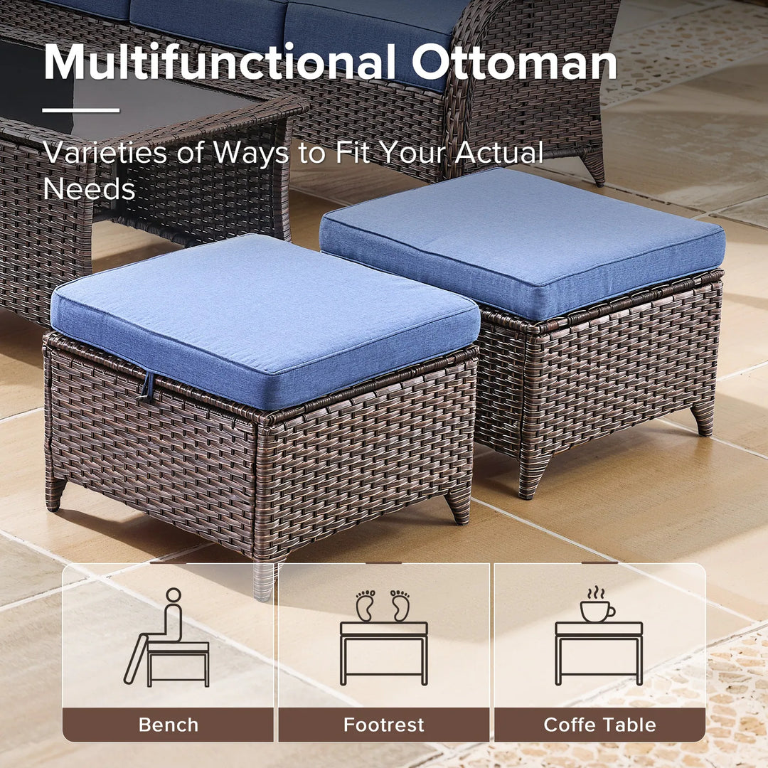 7-Piece Patio Furniture Set with Swivel Glider Chairs, 6-Inch Ultra-Plush Cushions & Water-Resistant Olefin Fabric