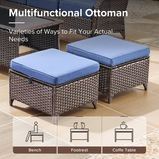 7-Piece Patio Furniture Set with Swivel Glider Chairs, 6-Inch Ultra-Plush Cushions & Water-Resistant Olefin Fabric