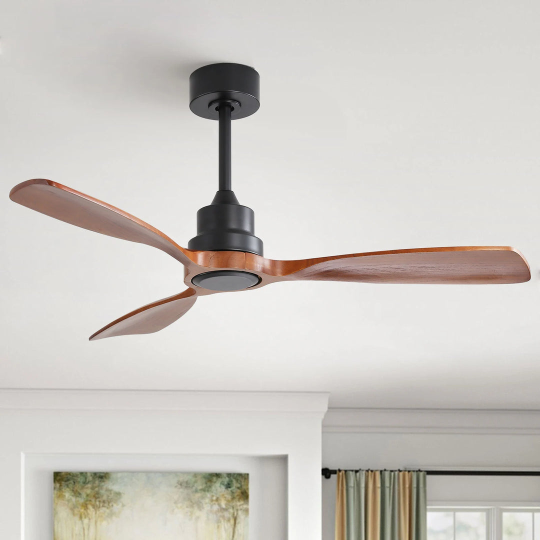 Sofucor 42"/48"/ 52"/60"Noiseless Walnut Wood Ceiling Fan with Remote Control, Integrated Light Optional