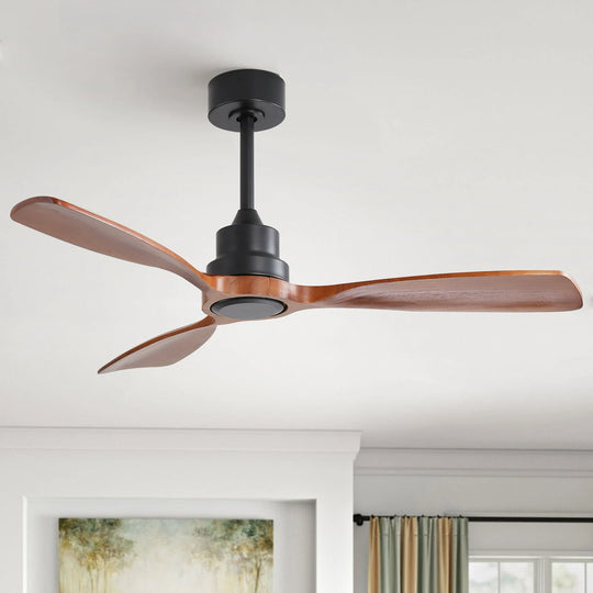 Sofucor 42"/48"/ 52"/60"Noiseless Walnut Wood Ceiling Fan with Remote Control, Integrated Light Optional