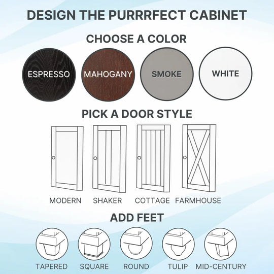 The Refined Litter Box - Wood Cat Litter Box Enclosure Cabinet with Drawer, Cottage Style