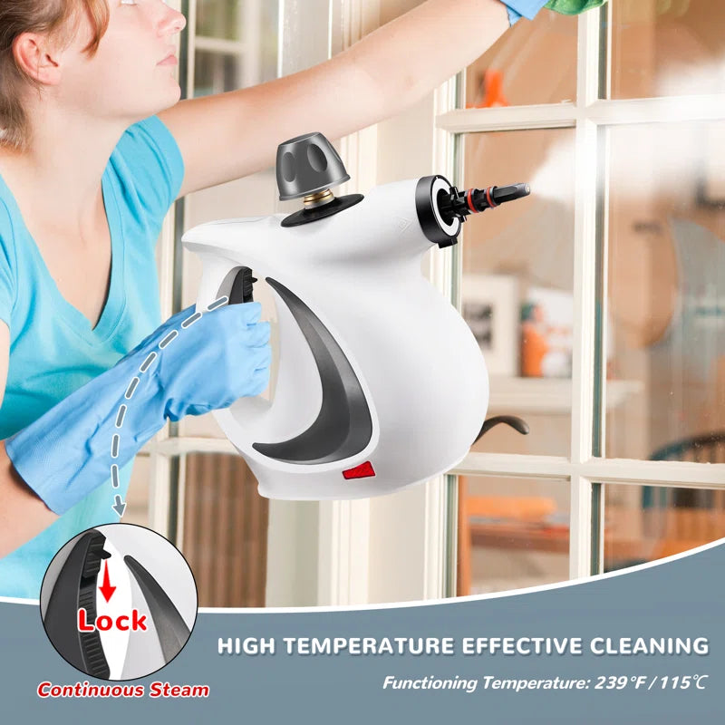 Handheld Steam Cleaner, Portable Steamer with Large Capacity,11-Piece Accessory Set for Floor, Car, Carpet, Upholstery, Couch, Tile, Windows Cleaning