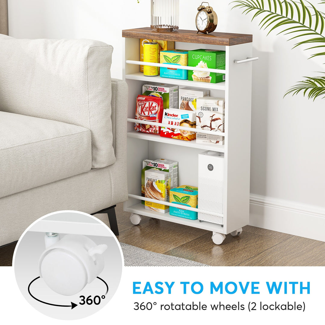Slim Storage Cart, Rolling Narrow Kitchen Cart on Wheels