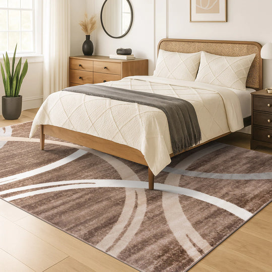 Contemporary Abstract Circles Design Area Rug