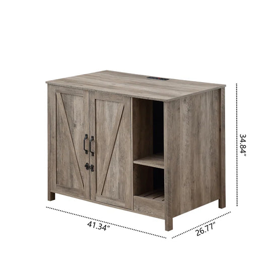 41.34''Cat Litter Box Enclosure with Litter Collector, Dog-Proof Adjustable Shelf and Outlet，For Litter Robot 3/4,Cat Washroom
