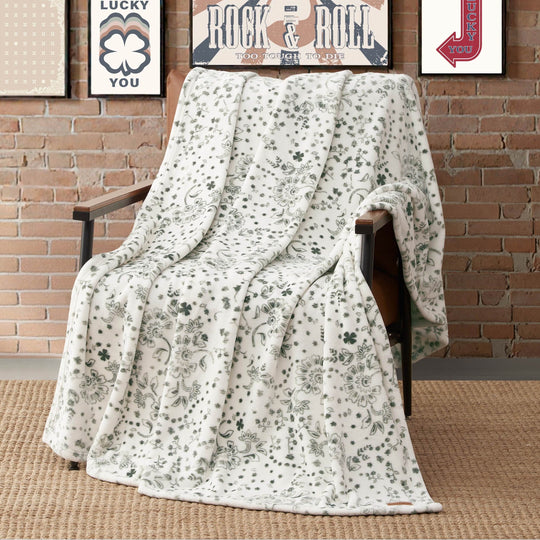 Lucky Clovers Plush Throw Blankets