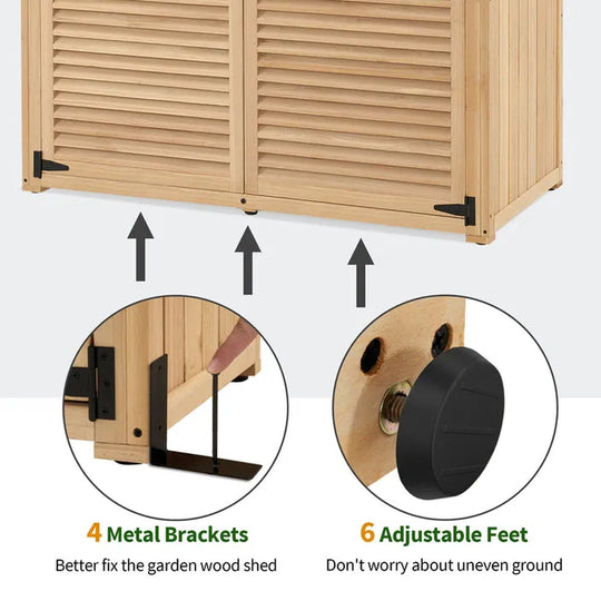 Outdoor Storage Cabinet Shed, Shuttered Doors with Lock, Wooden 0709 / 0808 / 1900