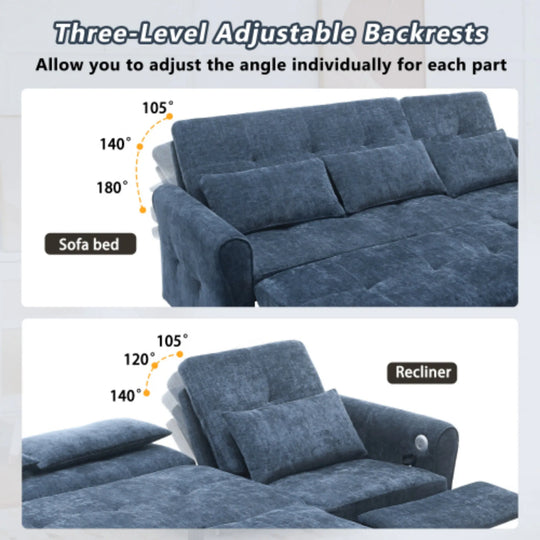 2-In-1 Sofa with Pull-Out Sleeper & Reversible Recliner by