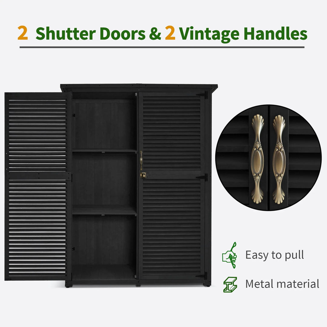 Outdoor Storage Cabinet Shed, Shuttered Doors with Lock, Wooden 0709 / 0808 / 1900