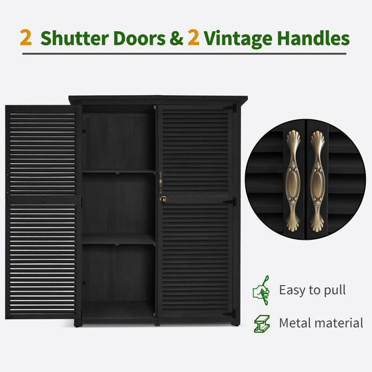 Outdoor Storage Cabinet Shed, Shuttered Doors with Lock, Wooden 0709 / 0808 / 1900