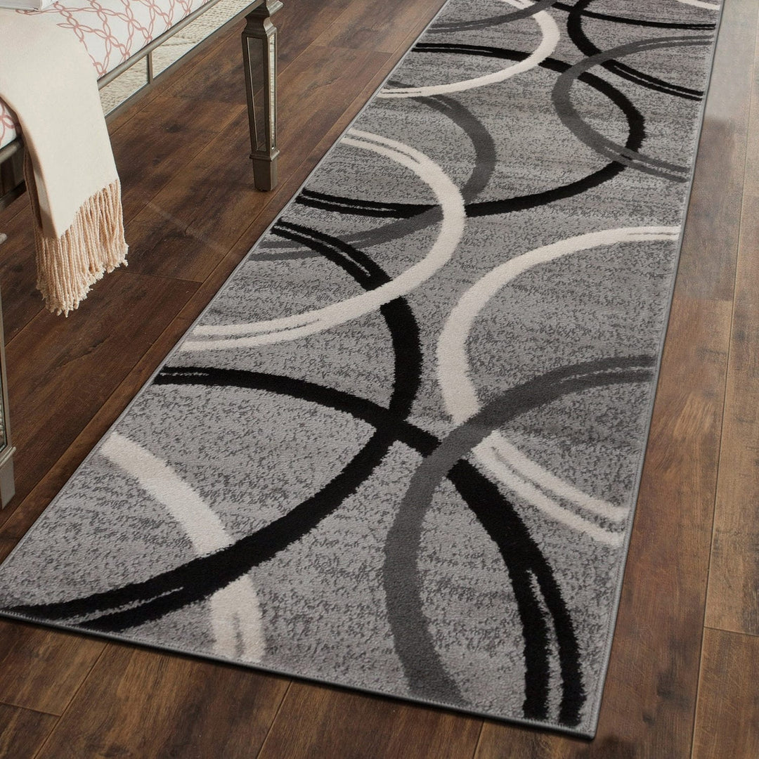 Contemporary Abstract Circles Design Area Rug