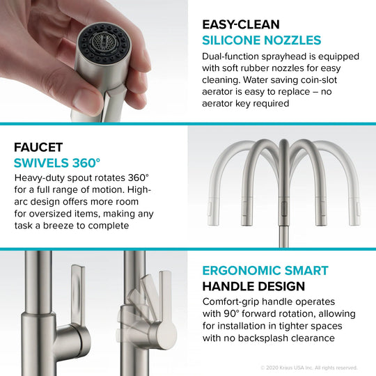 2-Function 1-Handle 1-Hole Pulldown Sprayer Brass Kitchen Faucet