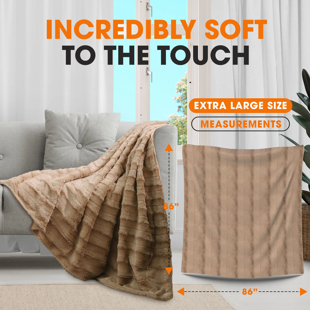 Faux Fur/ Microplush Reversible Throw Blanket