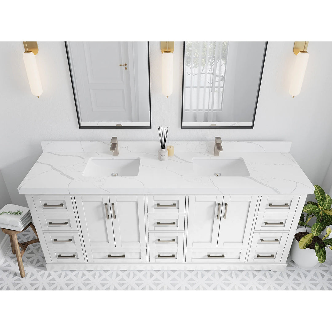 Willow Collection 84 in W X 22 in D X 36 in H Boston Double Bowl Sink Bathroom Vanity with Countertop