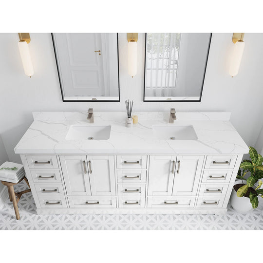 Willow Collection 84 in W X 22 in D X 36 in H Boston Double Bowl Sink Bathroom Vanity with Countertop
