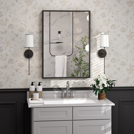 Modern Metal Framed French Cleat Mounted Wall Bathroom Vanity Mirror