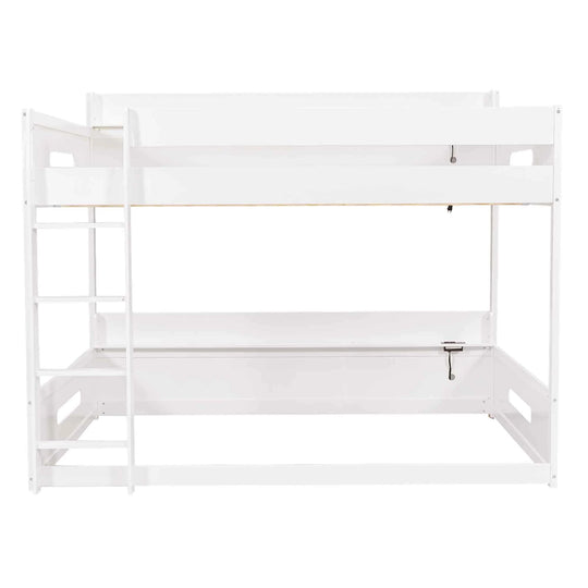 Queen over Queen Bunk Bed with Storage Shelves & USB Ports by